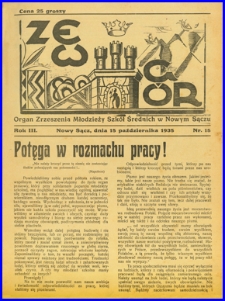 Zew Gór : Organ Zrzeszenia Młodzieży Szkół Średnich w Nowym Sączu. 1935, R. 3, nr 15
