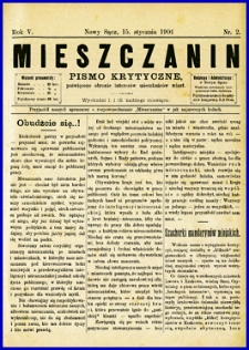 Mieszczanin : pismo krytyczne poświęcone obronie interesów mieszkańców miast. 1904, R.5, nr 02