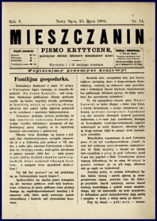 Mieszczanin : pismo krytyczne poświęcone obronie interesów mieszkańców miast. 1904, R.5, nr 14