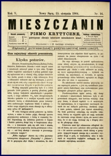 Mieszczanin : pismo krytyczne poświęcone obronie interesów mieszkańców miast. 1904, R.5, nr 16