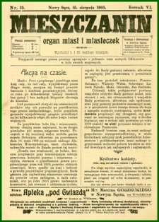 Mieszczanin : organ miast i miasteczek. 1905, R.6, nr 15