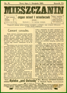 Mieszczanin : organ miast i miasteczek. 1905, R.6, nr 21