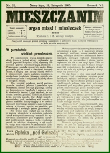 Mieszczanin : organ miast i miasteczek. 1905, R.6, nr 22