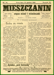 Mieszczanin : organ miast i miasteczek. 1905, R.6, nr 24