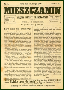 Mieszczanin : organ miast i miasteczek. 1906, R.7, nr 04