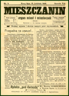 Mieszczanin : organ miast i miasteczek. 1906, R.7, nr 08