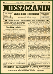 Mieszczanin : organ miast i miasteczek. 1906, R.7, nr 11