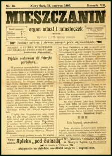 Mieszczanin : organ miast i miasteczek. 1906, R.7, nr 12