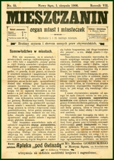 Mieszczanin : organ miast i miasteczek. 1906, R.7, nr 15