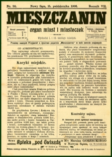 Mieszczanin : organ miast i miasteczek. 1906, R.7, nr 20