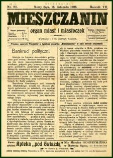 Mieszczanin : organ miast i miasteczek. 1906, R.7, nr 22