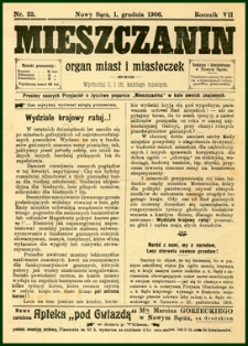 Mieszczanin : organ miast i miasteczek. 1906, R.7, nr 23