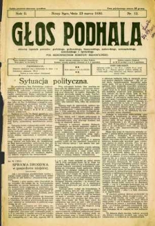 Głos Podhala : aktualny tygodnik powiatów : gorlickiego, grybowskiego, limanowskiego, makowskiego, nowosądeckiego, nowotarskiego i żywieckiego. 1930, R.2, nr 13