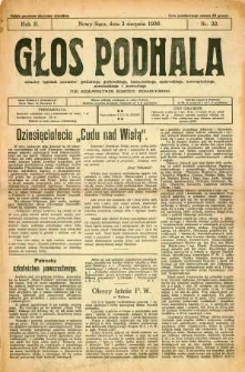 Głos Podhala : aktualny tygodnik powiatów : gorlickiego, grybowskiego, limanowskiego, makowskiego, nowosądeckiego, nowotarskiego i żywieckiego. 1930, R.2, nr 32