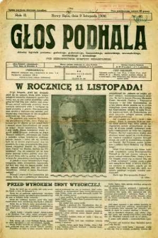 Głos Podhala : aktualny tygodnik powiatów : gorlickiego, grybowskiego, limanowskiego, makowskiego, nowosądeckiego, nowotarskiego i żywieckiego. 1930, R.2, nr 46