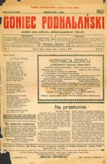 Goniec Podhalański : niezależne pismo polityczne, społeczno-gospodarcze i literackie. 1927, R.2, nr 01