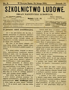Szkolnictwo Ludowe : organ nauczycieli ludowych. 1894, R.4, nr 06