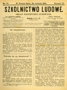 Szkolnictwo Ludowe : organ nauczycieli ludowych. 1894, R.4, nr 12
