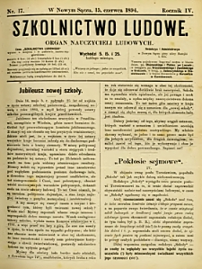 Szkolnictwo Ludowe : organ nauczycieli ludowych. 1894, R.4, nr 17
