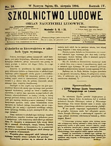 Szkolnictwo Ludowe : organ nauczycieli ludowych. 1894, R.4, nr 24