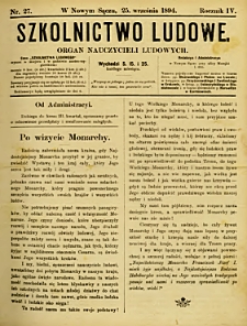 Szkolnictwo Ludowe : organ nauczycieli ludowych. 1894, R.4, nr 27