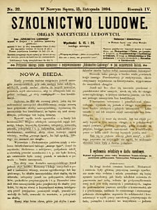 Szkolnictwo Ludowe : organ nauczycieli ludowych. 1894, R.4, nr 32