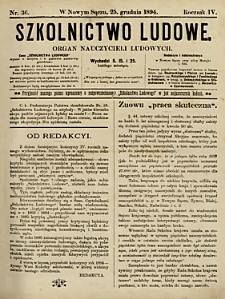 Szkolnictwo Ludowe : organ nauczycieli ludowych. 1894, R.4, nr 36