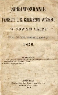 Sprawozdanie dyrekcyi c.k. Gimnazyum wyższego w Nowym Sączu za rok szkolny 1879.