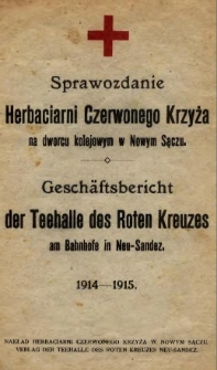 Sprawozdanie Herbaciarni Czerwonego Krzyża na dworcu kolejowym w Nowym Sączu 1914-1915.