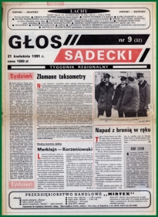 Głos Sądecki : tygodnik regionalny. 1991, nr 09(32)