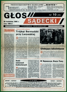 Głos Sądecki : tygodnik regionalny. 1991, nr 10(33)