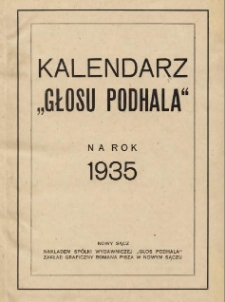 Kalendarz "Głosu Podhala" na rok 1935