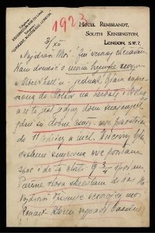List Ady Sari z 1923-12-03