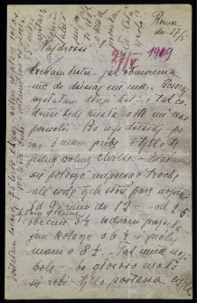 List Ady Sari z 1909-05-27