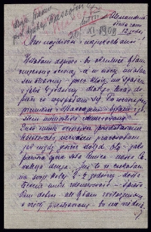 List Ady Sari z 1909-11-20