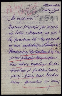 List Ady Sari z 1909-12-03