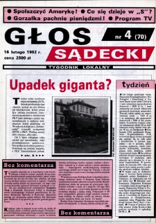 Głos Sądecki : tygodnik lokalny. 1992, nr 04(70)
