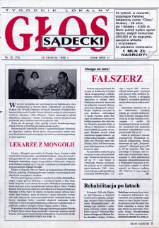 Głos Sądecki : tygodnik lokalny. 1992, nr 12(78)