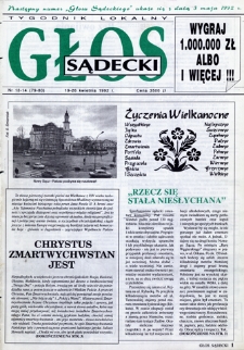 Głos Sądecki : tygodnik lokalny. 1992, nr 13-14(79-80)