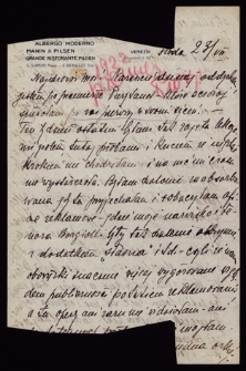 List Ady Sari z 1922-08-23