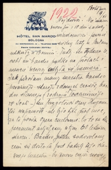 List Ady Sari z 1922-11-09