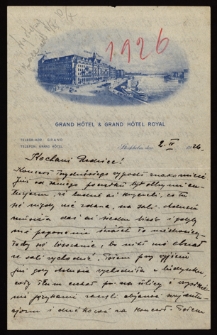 List Jana Szayera [brat Ady Sari towarzyszący jej w podróżach artystycznych] z 1926-04-02