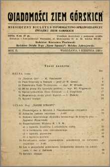 Wiadomości Ziem Górskich : miesięczny biuletyn informacyjno-sprawozdawczy Związku Ziem Górskich. 1939, R. 2.