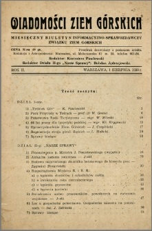 Wiadomości Ziem Górskich : miesięczny biuletyn informacyjno-sprawozdawczy Związku Ziem Górskich. 1939, R. 2.