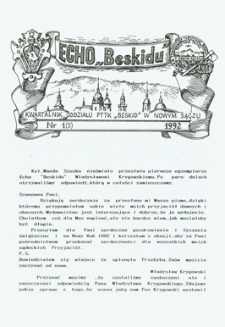 Echo "Beskidu" : kwartalnik Oddziału PTTK "Beskid" w Nowym Sączu. 1992, nr 1(5)