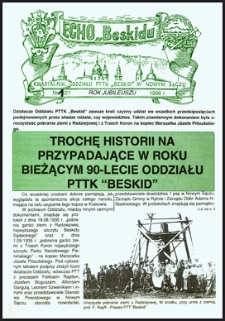 Echo "Beskidu" : kwartalnik Oddziału PTTK "Beskid" w Nowym Sączu. 1996, nr 1(21)