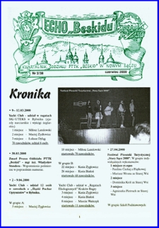 Echo "Beskidu" : kwartalnik Oddziału PTTK "Beskid" w Nowym Sączu. 2000, nr 2(38)