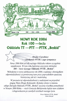 Echo "Beskidu" : kwartalnik Oddziału PTTK "Beskid" w Nowym Sączu. 2005, nr 1(56), grudzień