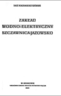 Zakład wodno-elektryczny Szczawnica - Jazowsko