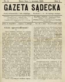 Gazeta Sądecka : pismo mieszczańskie i ludu wiejskiego. 1909, R.1, nr 06